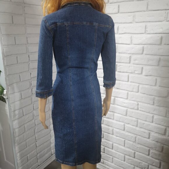 Fairweather Ladies 3/4 Length Sleeves Size 3 Medium Wash Denim Dress - Picture 2 of 11